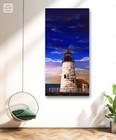 Evening Lighthouse   Original Mixed Media Painting  Seascape  Coast  Waves  Art