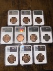 Lot Of  10  1954 - 1970 Great Britain Penny Ngc Genuine Queen Elizabeth 2