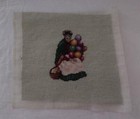 Vintage Wool Needlepoint Panel Balloon Seller Lady 13  Cushion Cover