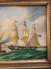H  Harder Original Oil Painting Ships Ocean Steamship Antique Signed Clipper