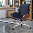 Mid-back Office Chair Black Real Leather Executive Office Task Computer Chair