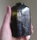 Open Pontil E roome Troy New York Olive Green 1840s Crude Snuff Bottle