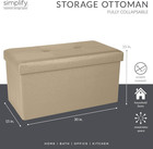 Faux Leather Folding Storage Ottoman   Double   Collapsible   Tufted Padded Seat