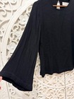 Cloth   Stone Anthropologie Black Bell Sleeve Blouse Top Xs