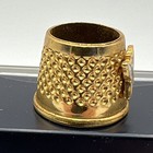 Tailors Thimble Open Top Marked 16 Germany Gold Tone W blue Enamel Butterfly