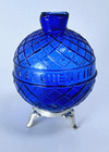 Rare 1880s Van Cutsem Cobalt Blue Quilted Round Glass Trapshooting Target Ball