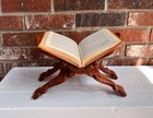 Vintage Teak Wood Folding Book  Bible  Cookbook Stand  Holder Hand Carved Boho