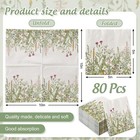 80pcs Green Wildflower Cocktail Paper Napkins Vintage Wild Floral Disposable    