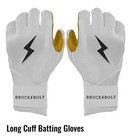 Bruce Bolt Premium Pro Youth Medium Long Cuff Batting Gloves White Gold Sold Out