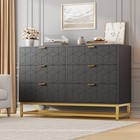     modern 6 Drawers Double Dresser Wood Storage Cabinet Bedroom 47  Wide Dresser