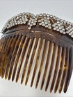 Antique Faux Tortoise Shell Hair Comb Rhinestones Vtg Women   s X Large A 