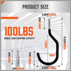 6 Pack Heavy Duty 6 Inches  Capacity 100 Lbs  Wall And Bike Hooks For Garage Cei