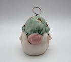 Salamander Pottery Sleepy Moon Two Face Bell Ornament 2 5    Celestial Vntg Signed