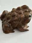 Vintage Japanese Cryptomeria Frog Hand Carved Cedar Wooden Toad