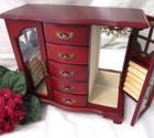 Wood Glass 13    Jewelry Box Armoire Cabinet Double Folding Doors Mirror Drawers