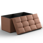 30 lift Top Storage Ottoman Rectangular Bench Leather Upholstered Seat Footstool