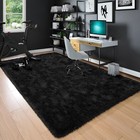 Rostyle Fluffy Area Rug     5x8 Black  Soft Shaggy Carpet For Living Room