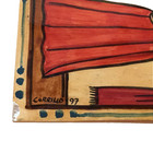 Charles M  Carrillo 1997 Hand Painted Wood Retablo Christ Child W  Orb Globe