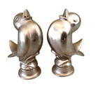 Vintage Figural Singing Bird Metal Salt   Pepper Shaker Set