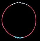 Native American    dainty    Coral   Campitos Turquoise Necklace