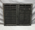 Small Pair 14x23 Antique House Window Wood Louvered Black Shutters Vtg 54-25b