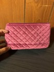 Vera Bradley Pink Quilted Fabric Makeup Bag  Zipper Closure  Pockets