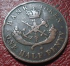1854 Plain 4 Bank Of Upper Canada Halfpenny Token In Vg-fine Condition  pc-5c1 