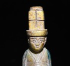 Chinese Dynasty Hetian Jade Gilt Painting Carve Palace People Yu Cong Statue