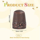 Sewing Thimble  4 Pcs Metal Thimbles For Hand Sewing  Copper Red
