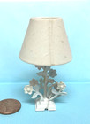 Dollhouse Miniature Metal Lamp With A Floral Design Wired To Light