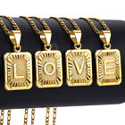 18  Gold Plated Initial Letter Pendant Necklace Stainless Steel Figaro Chain Hot