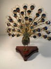 Cloisonn   Peacock Figurine With Gold - Tone Filigree Feathers And Enamel   