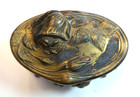 Art Nouveau - Rose Pattern - Casket Footed Trinket Box - Antique Gold
