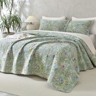 Floral 100  Cotton Quilt Sets - Flower Bird Butterfly Print Queen Green