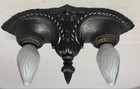 Vtg Ceiling Light Antique Cast Iron Fixture Flush Victorian Art Deco Usa  k20
