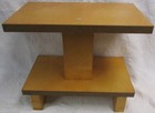Vintage Unusual Mcm Blonde Formica Edge Two Tier Side Table Square Post Column
