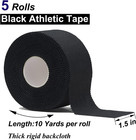 Athletic Tape 5 Pack Black Sports Tape strong Stick No Sticky Residue For Hockey