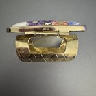 Vintage Gold Tone Vanity Lipstick Holder With Mirror Ceramic Red Rose