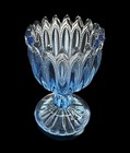 Vintage Light Blue Glass Votive Tealight Holder Light Gray Sawtooth Edge 4 5    T