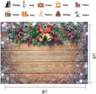 Christmas Backdrop Pine Cones Bells Wood Floor Holiday Photo Background Prop 8x6