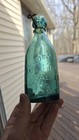 1870s Light Teal Dixon   Carson Ny Squat Soda Blob Top Bottle