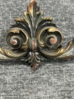 Vtg Solid Brass Patina Wall Decor Ornate Baroque Topper  16    Long