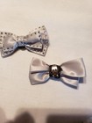 Vtg  Shoe Clips Silver Grey  3 x 2   Satin Sparkly  Awesome Euc