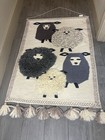 Pottery Barn Kids Nursery Wall Hanging Textured Sheep White Black Wool cotton