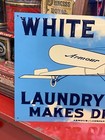 Vintage  white Flyer Laundry Soap  Embossed Metal Sign   13 x 9   Near Mint