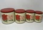 Vintage Canister Set Gsw Canada Peonies Flour Sugar Coffee Tea Retro Kitchen