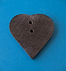 Large Heart Shape Button With Hand Carved Rabbit