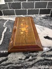 Vintage Inlaid Wooden Floral Hanging Wall Plaque