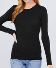  active Basic  Long Sleeve Plain Crew Neck T-shirts Cotton spandex Junior Size