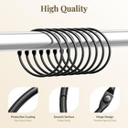 Black Shower Curtain Rings Rustproof Metal Round Hooks Anti-drop Set Of 12 Pack